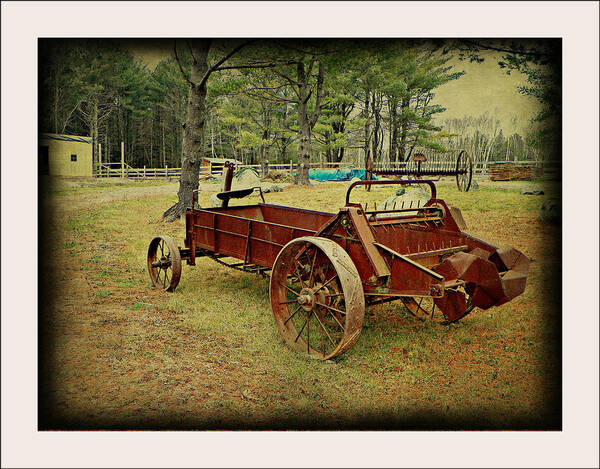 Antique Old Vintage Wagon Farm Country Field Equipment Art Print featuring the photograph Antique Farm Wagon by Dianne Lacourciere