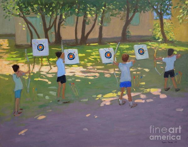 Sun Art Print featuring the painting Archery practice France by Andrew Macara