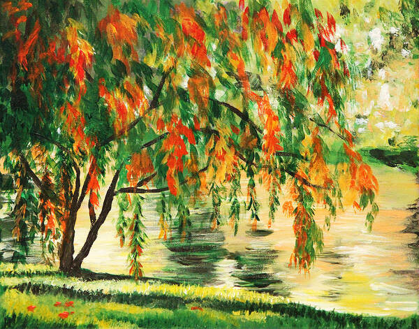 Tree Art Print featuring the painting Autumn Landscape by Masha Batkova
