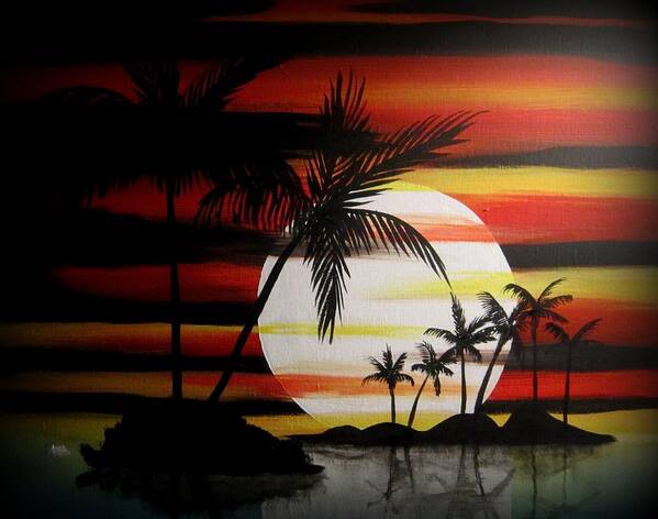 Sunset Art Print featuring the painting Bad Sunfire by Robert Francis