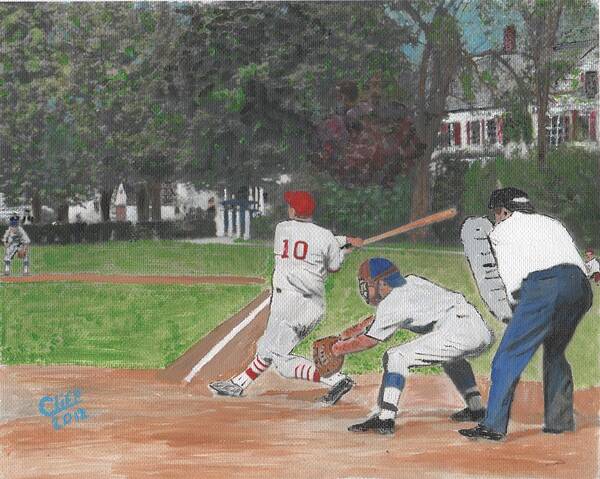 Baseball Art Print featuring the painting Baseball at Stone Park by Cliff Wilson