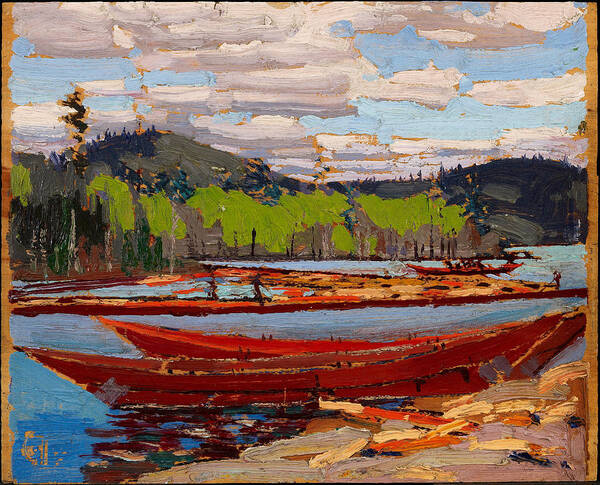 Tom Thomson Art Print featuring the painting Bateaux by Tom Thomson