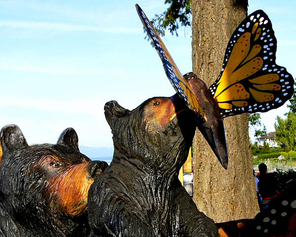 Log Carving Art Print featuring the photograph Be Careful Son by Rhonda McDougall