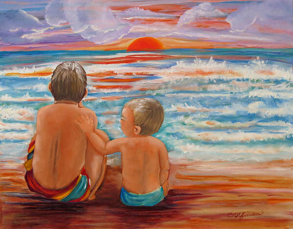 Beach Art Print featuring the painting Beach Buddies II by Carol Allen Anfinsen