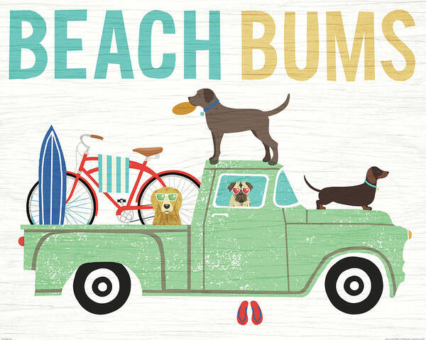 Animals Art Print featuring the painting Beach Bums Truck I by Michael Mullan