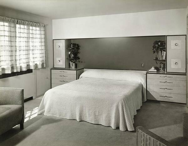 Interior Art Print featuring the photograph Bedroom Designed By Architect Robert F Swanson by Hedrich Blessing
