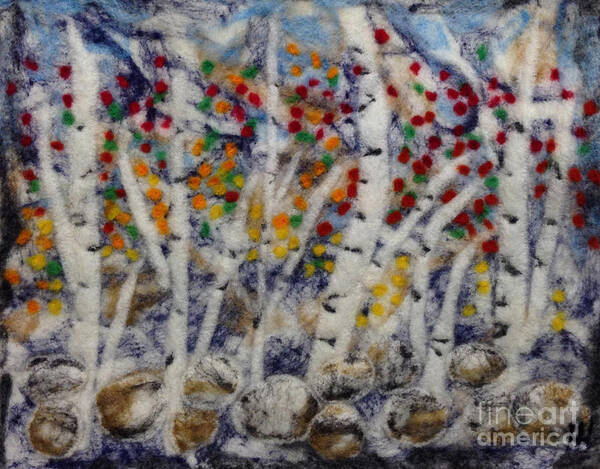 Birch Trees Art Print featuring the painting Birch Trees 1 by Heather Hennick