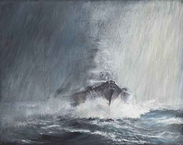 Bismarck Art Print featuring the painting Bismarck through curtains of rain by Vincent Alexander Booth
