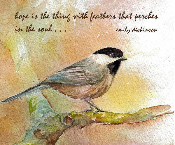 Nature Art Print featuring the painting Black-cap Chickadee by Maureen Moore