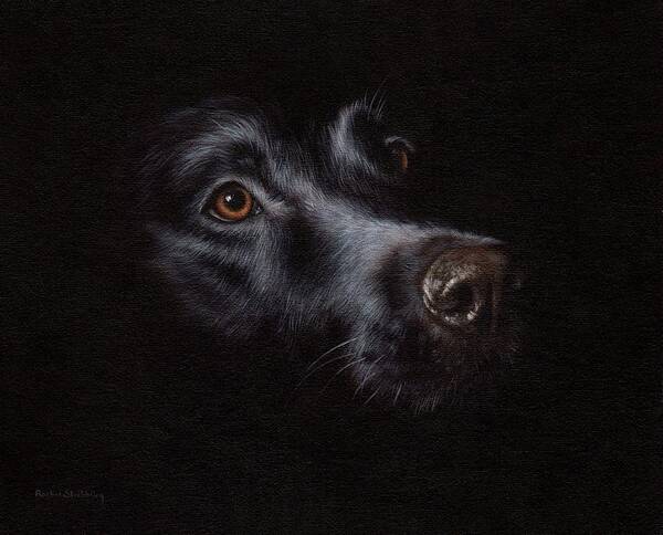 Dog Art Print featuring the painting Black Labrador Painting by Rachel Stribbling