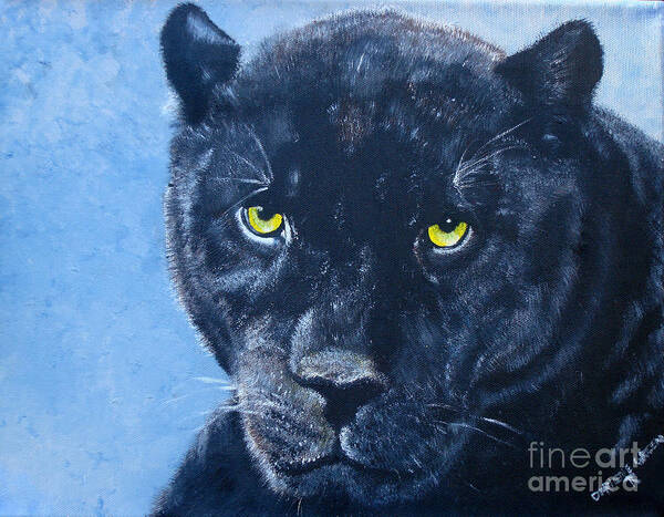 Black Cat Art Print featuring the painting Black Panther by Darlene Green