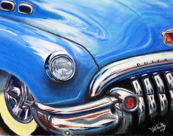 Bus Art Print featuring the painting Blue Blue Buick by Michael Foltz