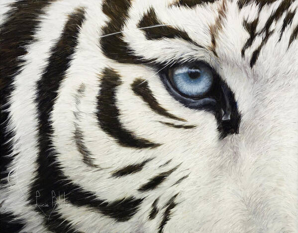 Tiger Art Print featuring the painting Blue Eye by Lucie Bilodeau