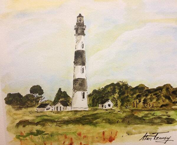 Bodie Island Art Print featuring the painting Bodie Island light by Stan Tenney