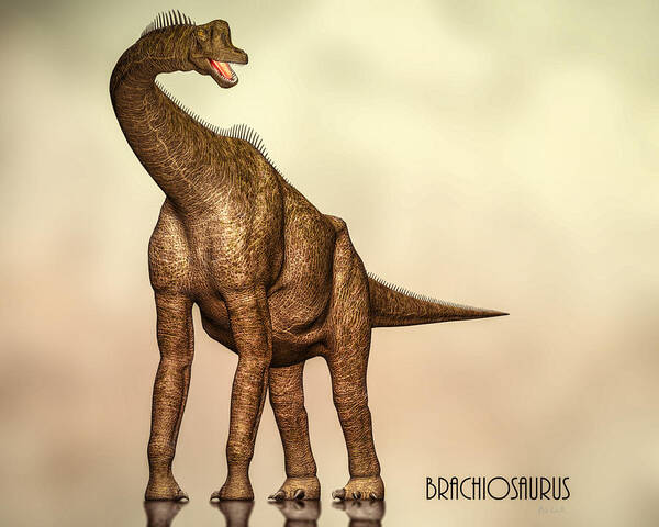 Jurassic Art Print featuring the digital art Brachiosaurus Dinosaur by Bob Orsillo