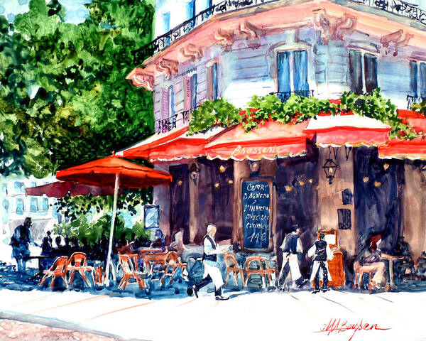 Watercolor Art Print featuring the painting Brasserie Isle St. Louis by Maryann Boysen