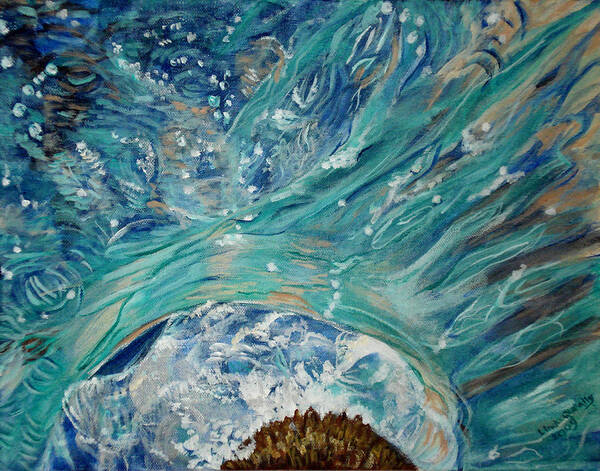 Swimming Art Print featuring the painting Breaking Through by Linda Queally