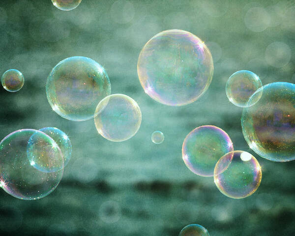 Bubbles Art Print featuring the photograph Bubbles in Teal and Pink by Lisa R