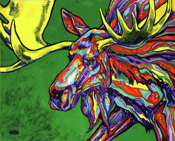 Contemporary Art Print featuring the painting Bull Moose by Derrick Higgins