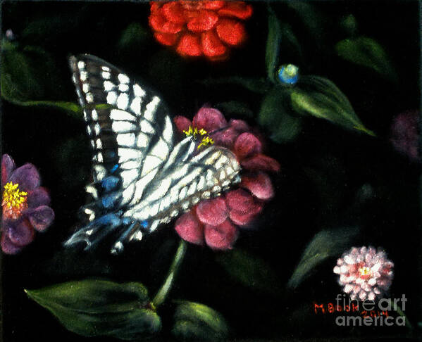 Still Life Art Print featuring the painting Butterflies in the Garden No. 1 by Marlene Book