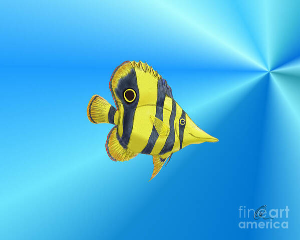 Fish Art Print featuring the digital art Butterfly Fish by Chris Thomas