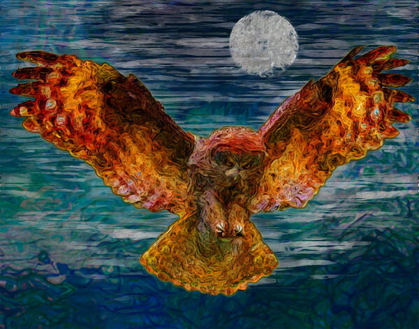  Owl Art Print featuring the painting By The Light Of The Moon by Jack Zulli