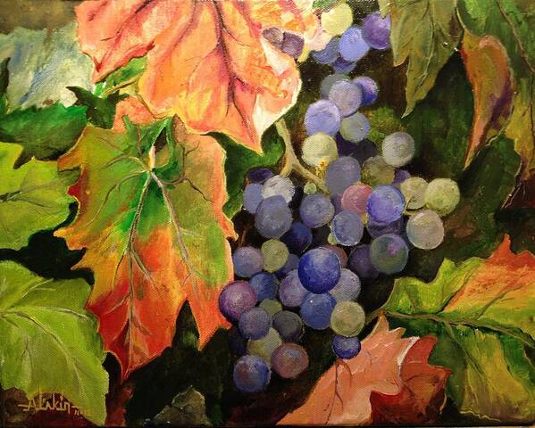 Grapes Art Print featuring the painting California Vineyards by Alan Lakin
