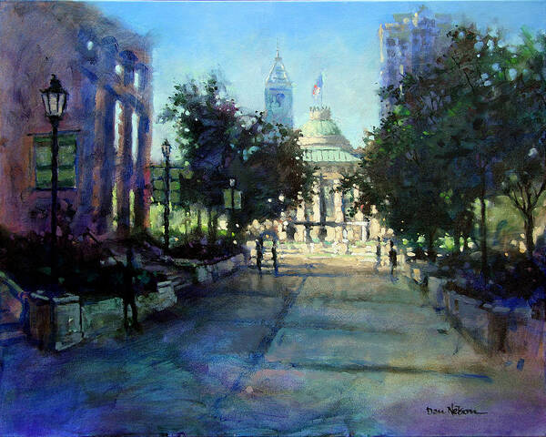 Nc Capitol Art Print featuring the painting Capitol Sunrise by Dan Nelson