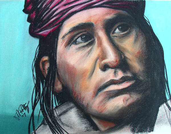 Native American Art Print featuring the painting Carl by Michael Foltz
