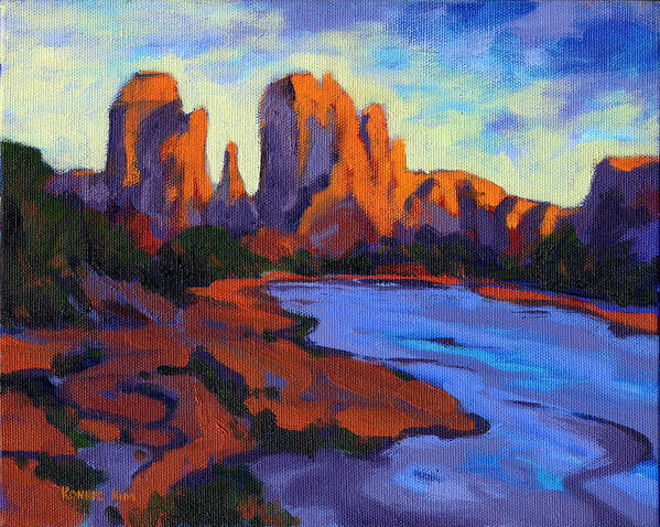 Arizona Art Print featuring the painting Cathedral Rock by Konnie Kim