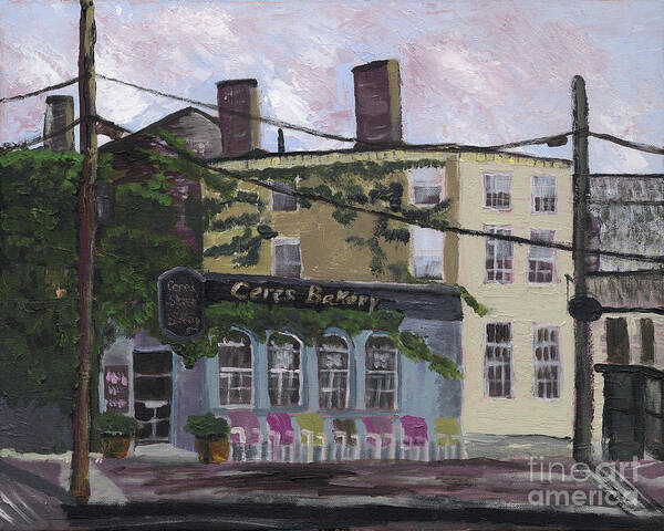 #portsmouthnh Art Print featuring the painting Ceres Bakery by Francois Lamothe