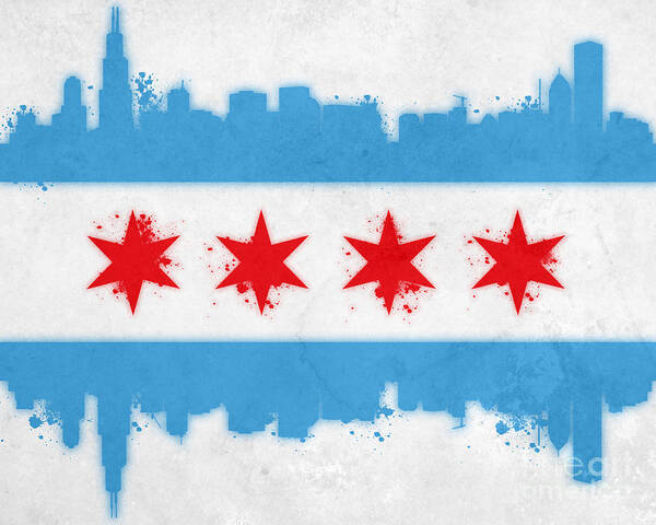 Chicago Art Print featuring the painting Chicago Flag by Mike Maher