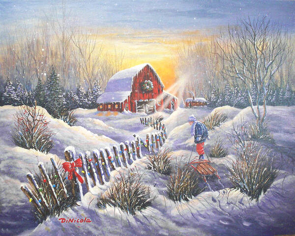 Christmas Art Print featuring the painting Christmas Sunrise by Anthony DiNicola