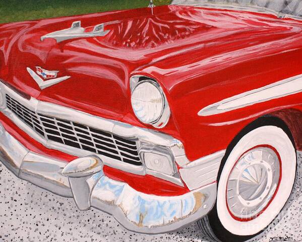 Chevy Art Print featuring the painting Chrome King 1956 Bel Air by Vicki Maheu