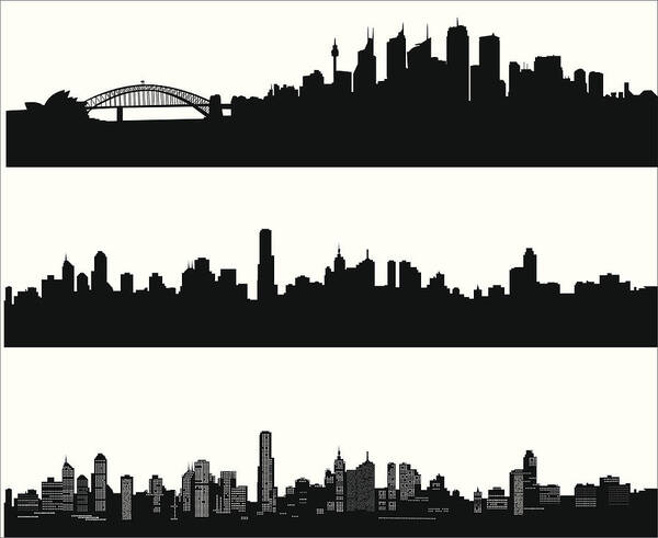 Corporate Business Art Print featuring the drawing City skylines by LockieCurrie
