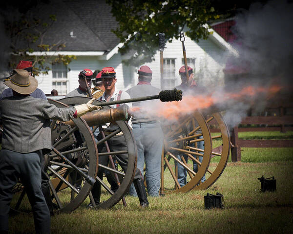 Louisiana Photographs Art Print featuring the photograph Civil War Cannon Fire by Ray Devlin