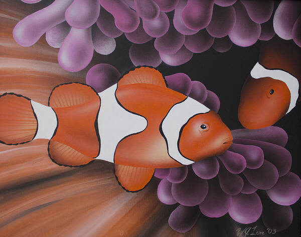 Clown Fish Art Print featuring the painting Clowns by William Love