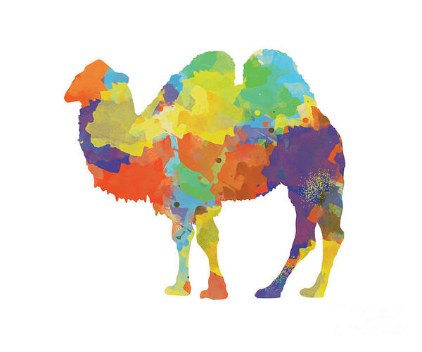 Colorful Art Print featuring the digital art Colorful Camel- Silhouette Print by Trilby Cole