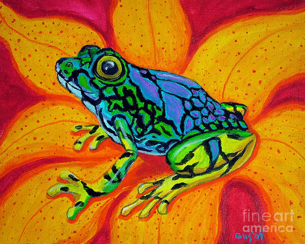 Frog Art Print featuring the painting Colorful Frog by Nick Gustafson