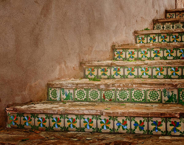 Steps Art Print featuring the photograph Colorful Tile Steps in San Antonio by David and Carol Kelly