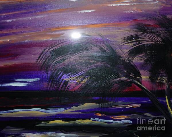 Tropical Art Print featuring the painting Colors in the Moonlight by Marie Bulger