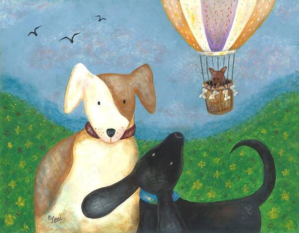 Dog Art Print featuring the painting Company Coming by Carol Neal