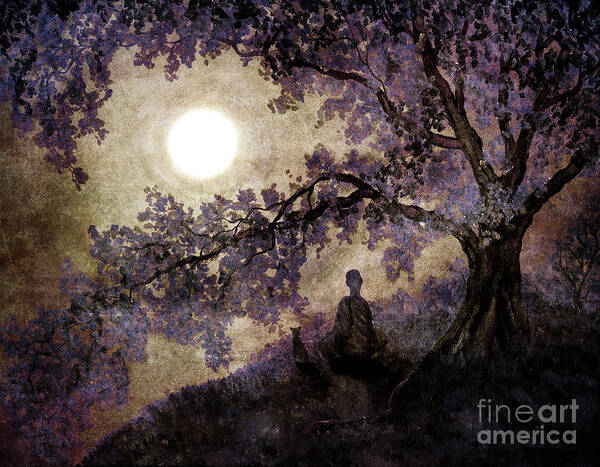 Zen Art Print featuring the digital art Contemplation Beneath the Boughs by Laura Iverson