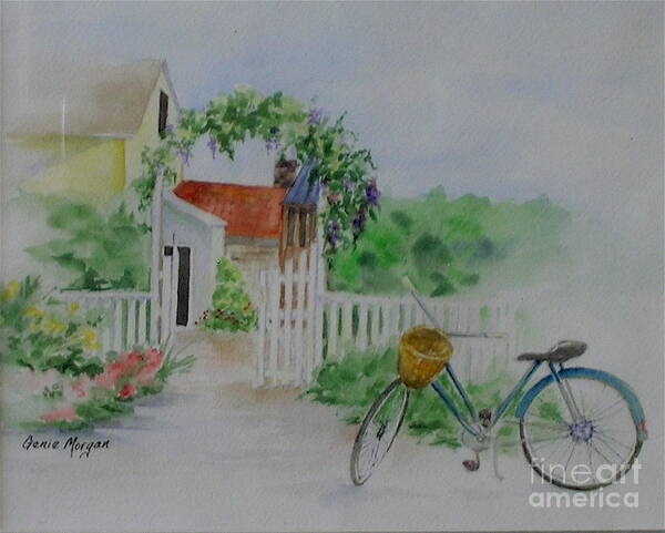 Cottage Landscape Art Print featuring the painting Cottage Setting by Genie Morgan