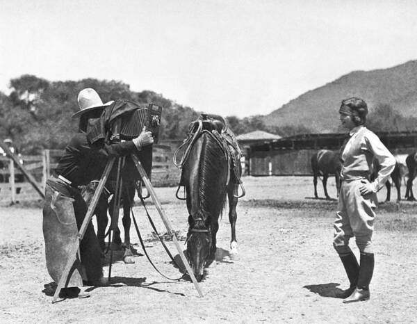 1920's Art Print featuring the photograph Cowboy Photographer by Underwood Archives