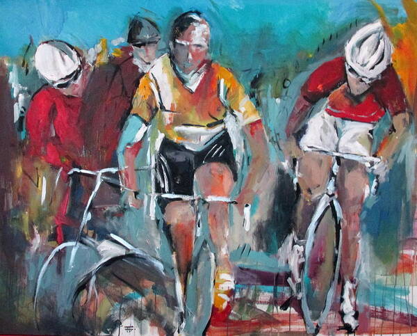 Cycling Art Print featuring the painting Cycling Trinity by John Gholson