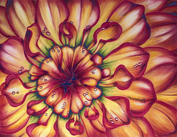 Dahlia Art Print featuring the painting Dahlia Rainbow by Lori Sutherland