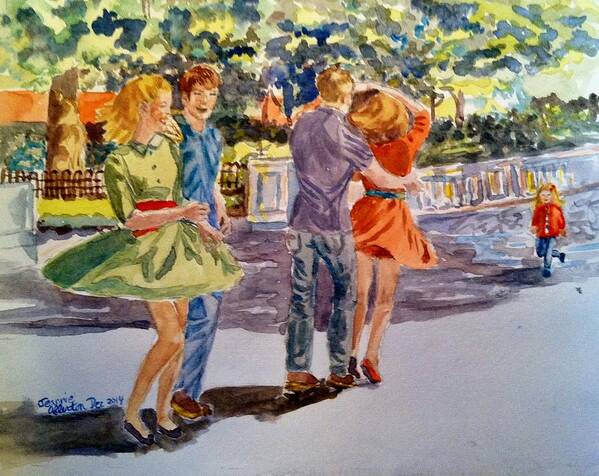 Dancers Art Print featuring the painting Dancin' in the Park by Jeannie Allerton