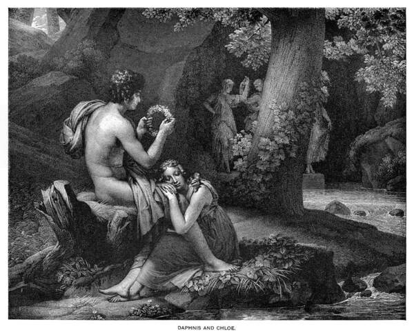 Daphnis Chloe Art Print featuring the painting Daphnis and Chloe by Gerard Artist - Richomme Engraver