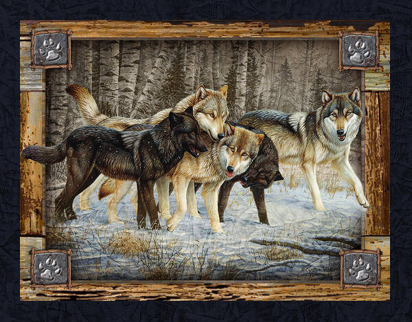 Cynthie Fisher Art Print featuring the painting Deco Wolves by JQ Licensing